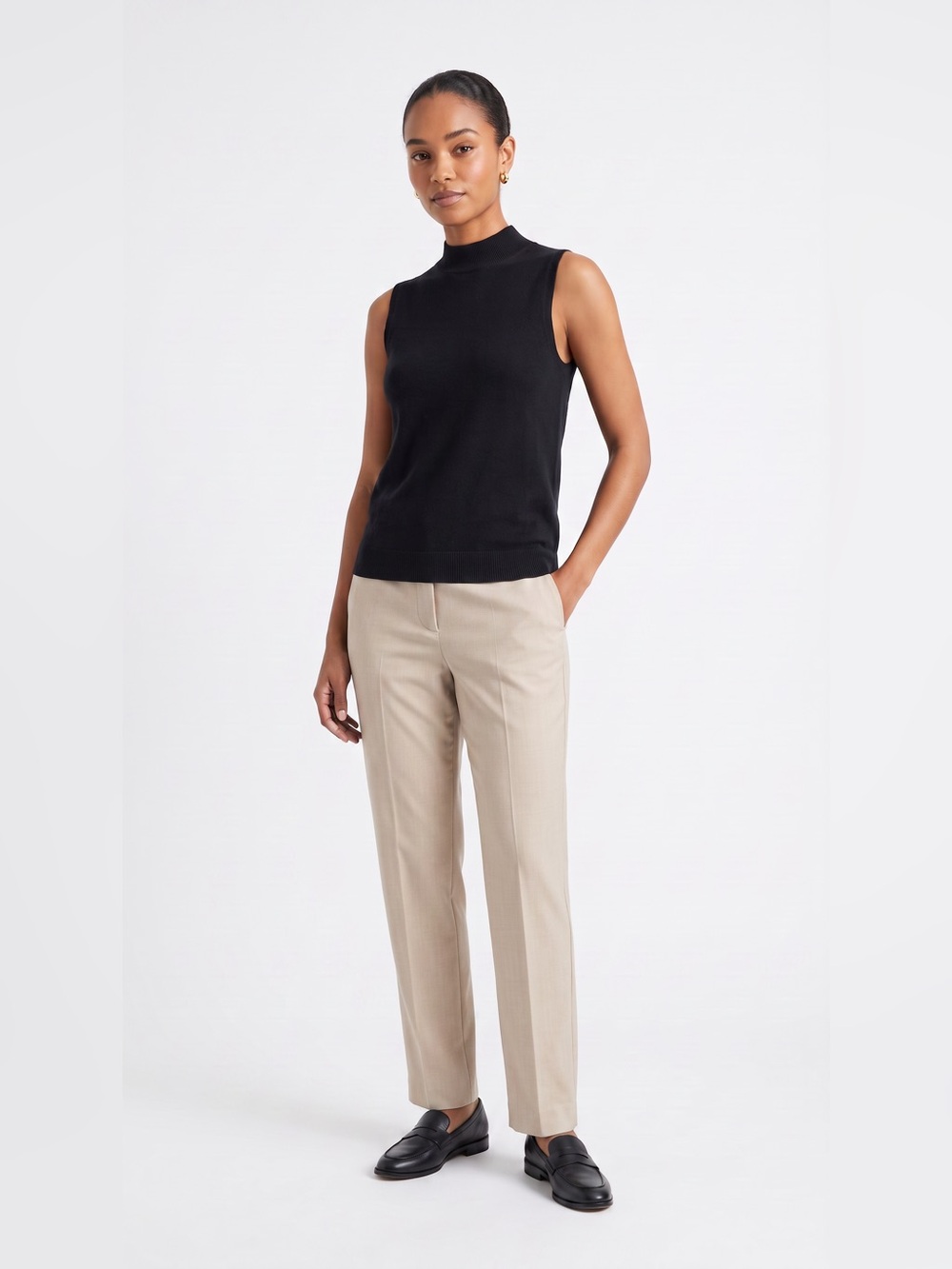 Anthropologie Sleeveless Mock Neck Sweater